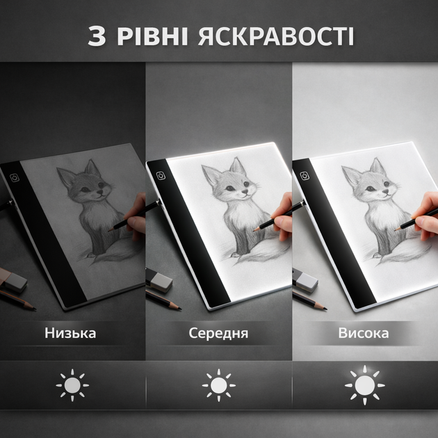 Світловий планшет для малювання A4/A5 LED (3 рівні яскравості) Копіювальна дошка для дітей та дорослих - зображення 6