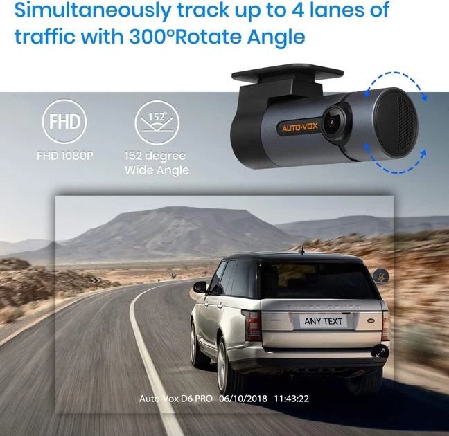 Видеорегистратор AUTO-VOX D6 Pro / Full HD / 152° / Wi-Fi / Ночное видение / Черный Б/В - изображение 7