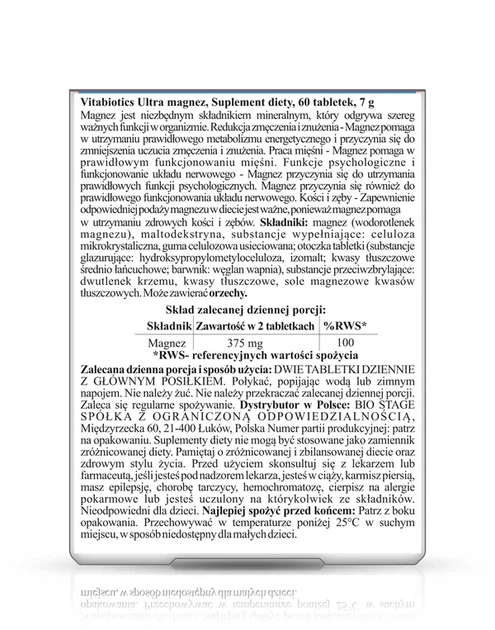 Suplement diety Vitabiotics Ultra Magnesium 60 tabletek (5021265245697) - obraz 2