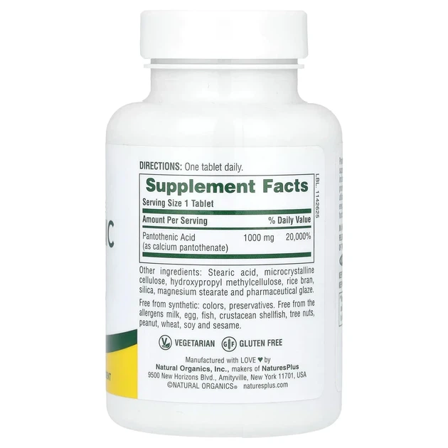Pantothenic Acid Sustained Release 1000mg - 50 tabs - зображення 2