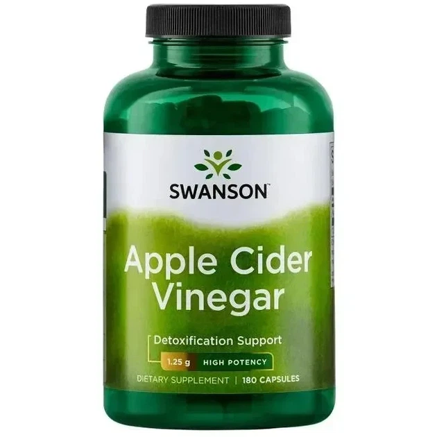 Яблочный уксус Apple Cider Vinegar High Potency 625 мг Swanson, 180 капсул - изображение 2