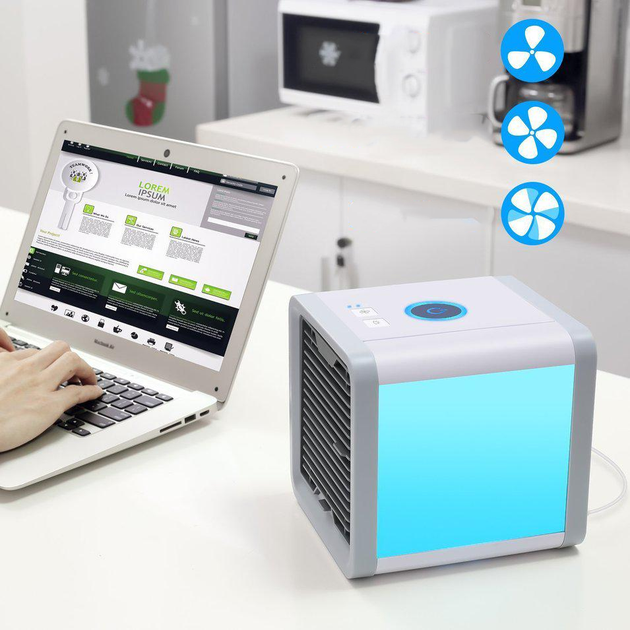 Мини кондиционер A-Plus Electro-air-10 Вт с подсветкой-очищает, охлаждает, увлажняет воздух Белый - изображение 6
