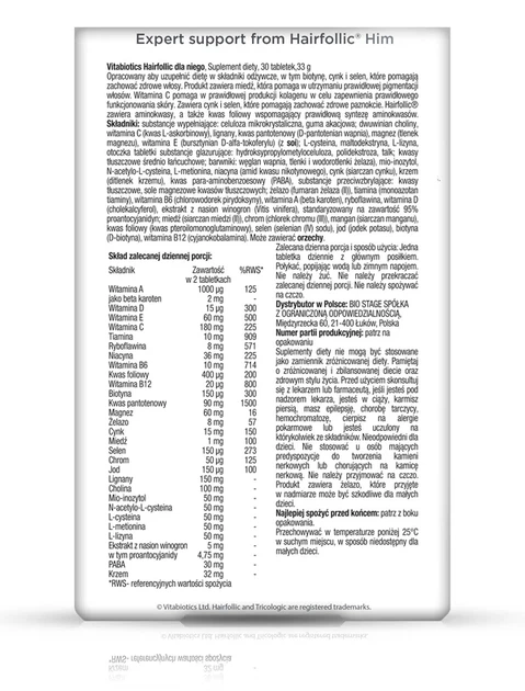 Suplement diety Vitabiotics Hairfollic Him 30 tabletek (5021265248759) - obraz 2