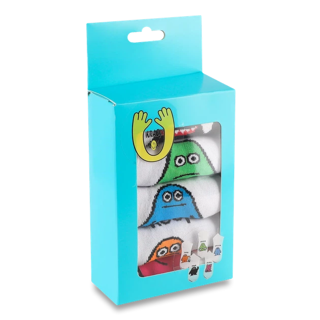 Набір коротких бавовняних шкарпеток з принтом Krazy Sox Funny Cotton Short 5 пар білі з написами та персонажами розмір 38–42 - зображення 2
