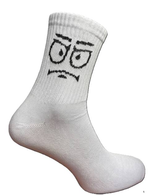 Набір середніх бавовняних шкарпеток з принтом Krazy Sox Emoji Cotton Crew 3 пари білі з чорно-білими емоціями розмір 38–42 - зображення 4
