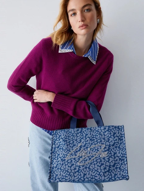 Torebka shopper damska materiałowa Liu Jo 2A6026D3200-78365 Niebieska (800070353914) - obraz 2