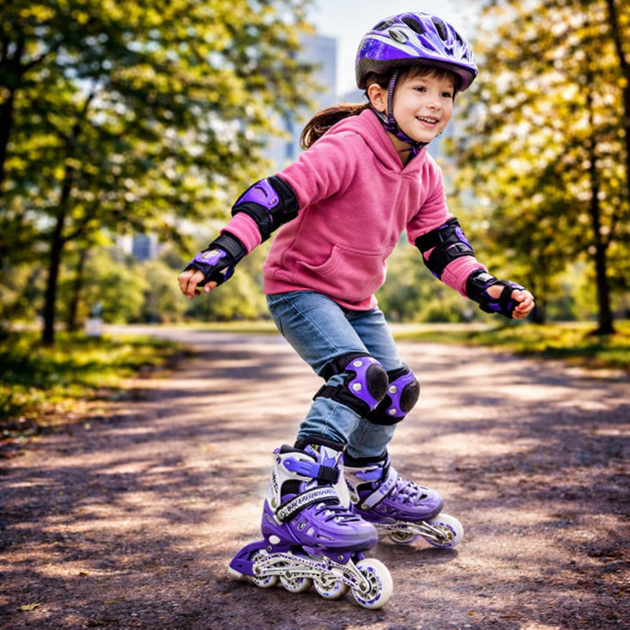 Детские ролики Scale Sports Violet комплект с защитой размер 29–33 - изображение 2