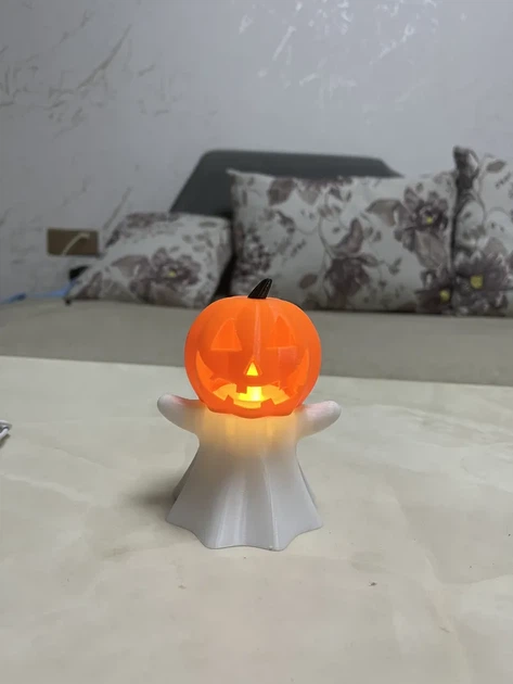 Світильник-нічник halloween у вигляді привида з гарбузом. Aivory - изображение 2