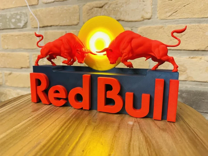 Світильник нічник Red Bull з двома биками та підсвіткою логотипу. Aivory - изображение 3