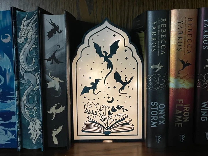 Світильник-нічник на книжкову поліцю у вигляді книги із драконами. Aivory - зображення 2
