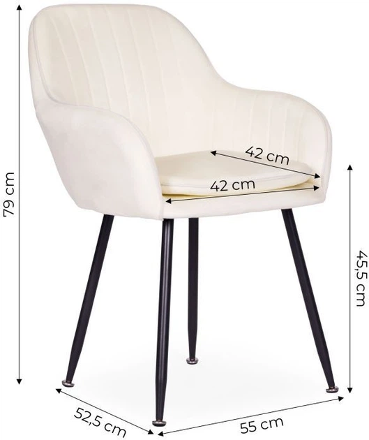 Krzesło welurowe ModernHome by Multistore Kremowe TH-DC-3 (5905817011735) - obraz 9