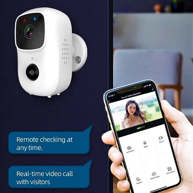 Домофон WiFi B90 Smart Doorbell с функцией видеозаписи Беспроводная видеокамера дверного звонка - изображение 2