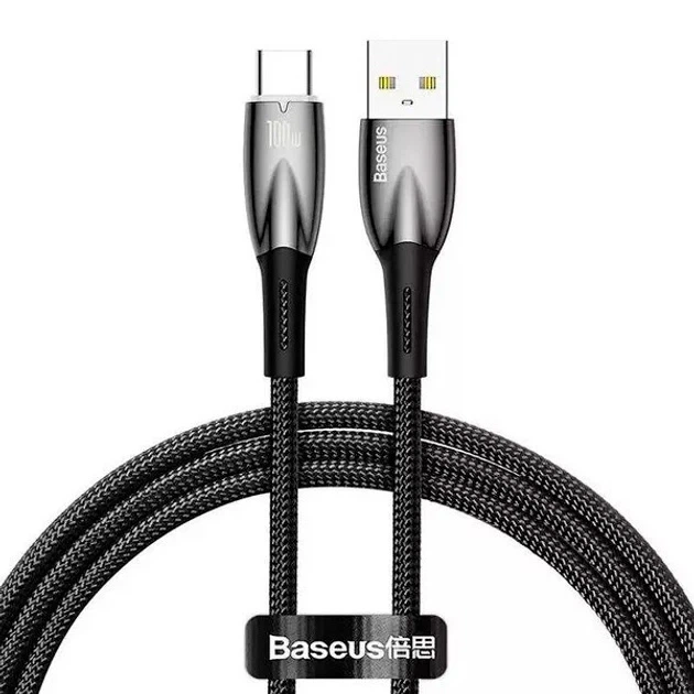 Кабель Baseus Glimmer Series Cable USB to Type-C 100W 1m CADH000401 Black - Фото 1 Кабель Baseus Glimmer Series Cable USB to Type-C 100W 1m CADH000401 Black - изображение 1