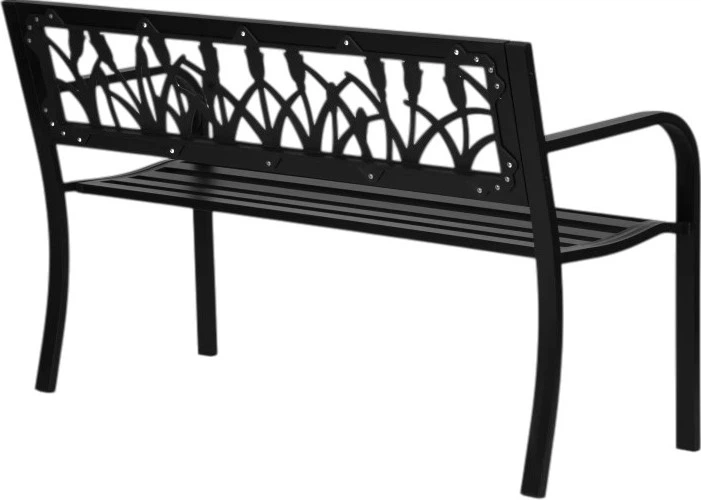 Садова лавка з декоративною спинкою ModernHome by Multistore 120 x 50 см Черная (WYI-XG279)  - зображення 5
