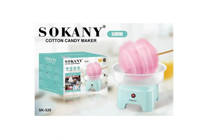 Апарат для виробництва цукрової вати Sokany 500W SK-520 рожевий - Фото 6 Апарат для виробництва цукрової вати Sokany 500W SK-520 рожевий - зображення 6
