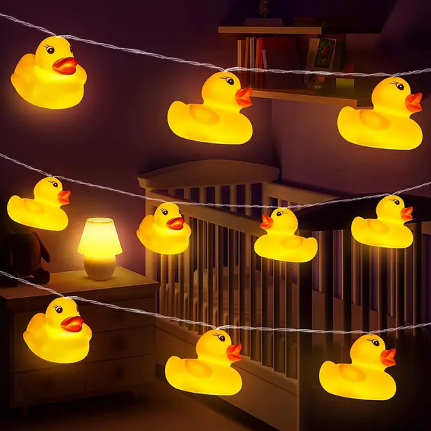 Гирлянда светодиодная для детской комнаты DUCK 1.5 м Гирлянда из 10 пластиковых мини-уточек - изображение 3