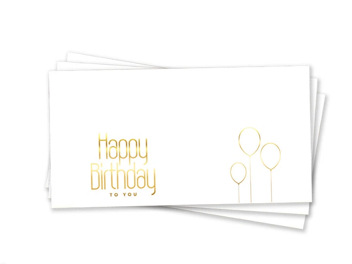 Конверт для денег Happy Birthday белый и золотой 6348 - Фото 2 Конверт для денег Happy Birthday белый и золотой 6348 - изображение 2