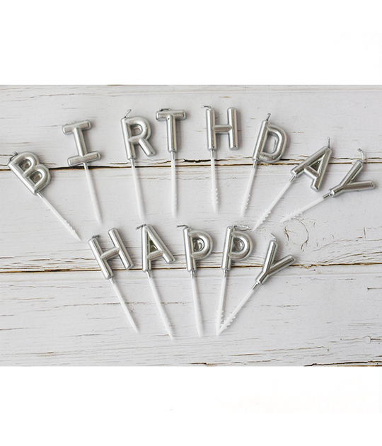 Набор свечей Pelican для торта "Happy Birthday" серебро 3428 - Фото 1 Набор свечей Pelican для торта "Happy Birthday" серебро 3428 - изображение 1
