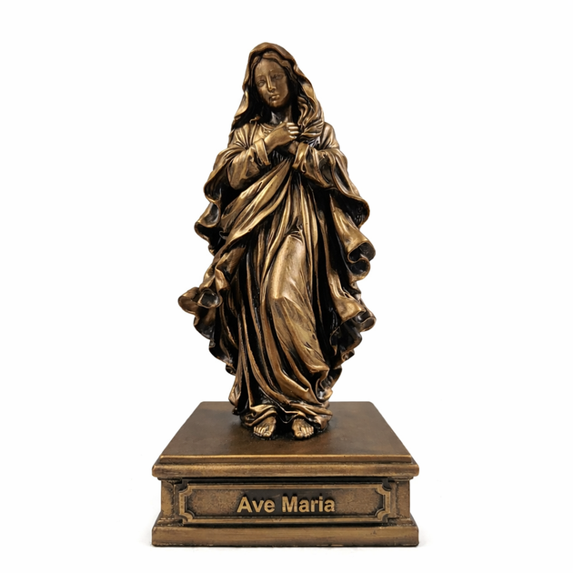 Статуетка Ave Maria Діва Марія бронзова релігійна — колекційна скульптура, 24 см - зображення 2