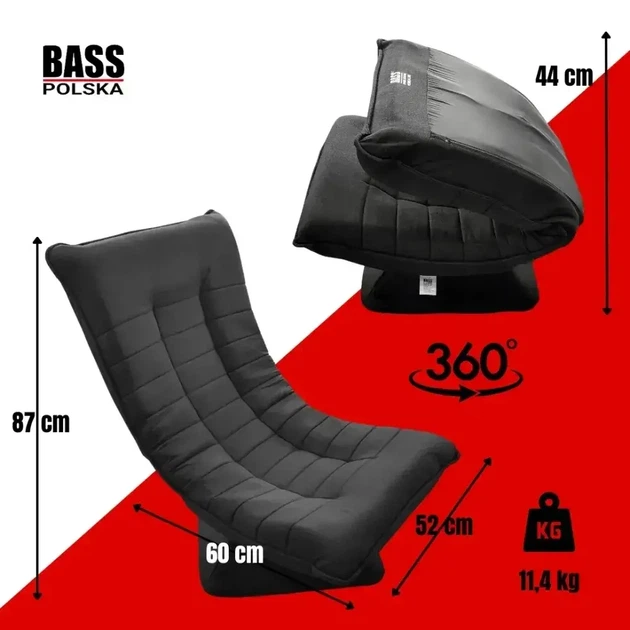 Кресло вращающееся Bass Polska BH 30043 MDR раскладное для отдыха и релакса черного цвета - изображение 7
