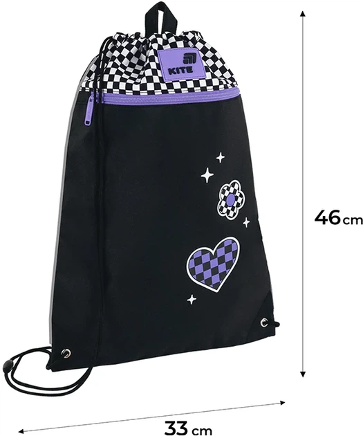 Сумка для взуття Kite Flower Power 46х33 см Чорна (K26-601M-41) - зображення 3