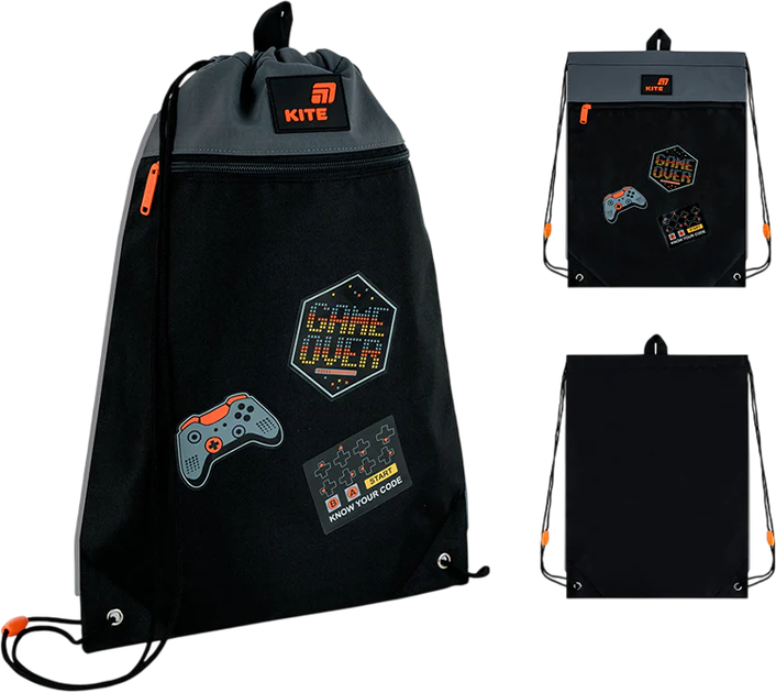 Сумка для взуття Kite Game Zone 46х33 см Чорна (K26-601M-46) - зображення 2