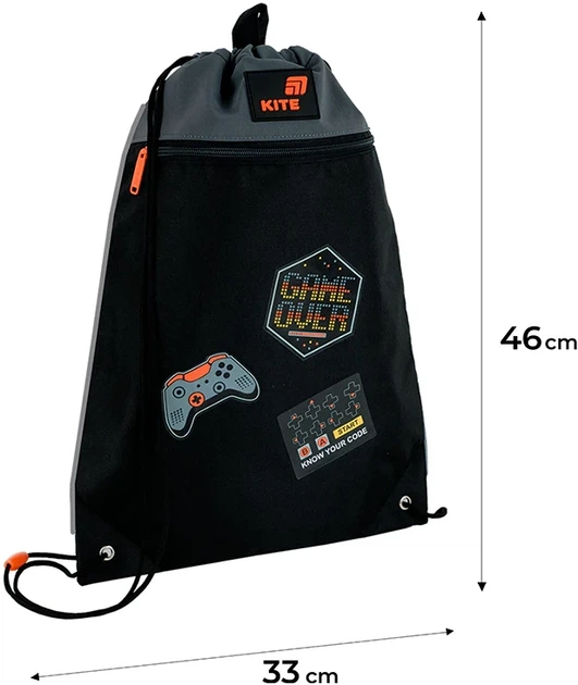 Сумка для взуття Kite Game Zone 46х33 см Чорна (K26-601M-46) - зображення 3