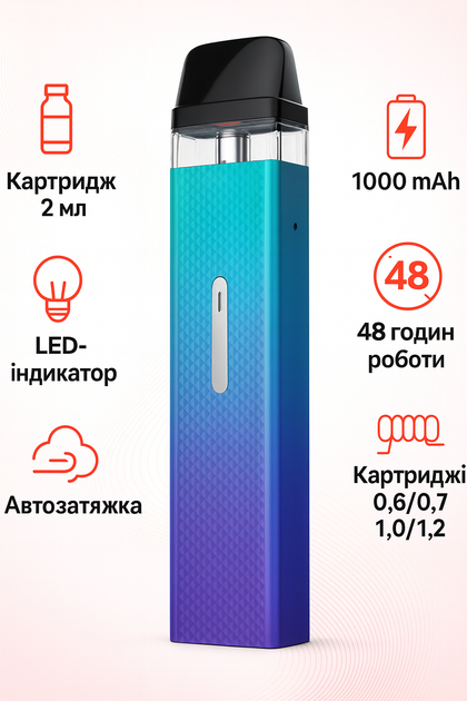 POD-система Vaporesso XROS MINI KIt Grape Purple вейп 1000 мАч под система вапорессо иксрос мини кит фиолетовая до 30Вт - изображение 6