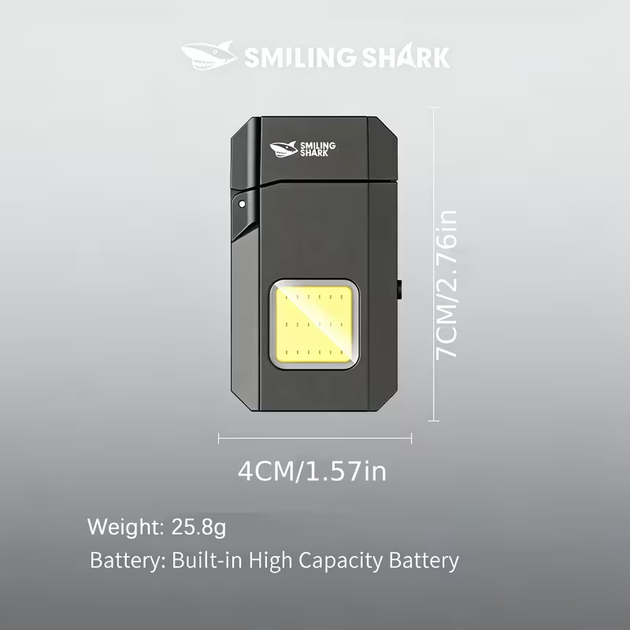 Акумуляторний COB ліхтарик-брелок Smiling Shark: вбудована запальничка, USB-зарядка, 3 режими світла, водонепроникний - изображение 5