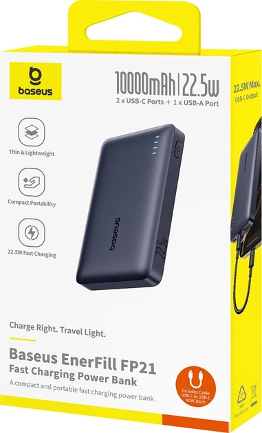 УМБ Baseus EnerFill FP21 10000 mAh 22.5W Black (P1008210D123-00) - зображення 6