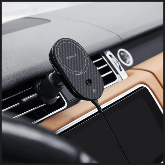 Автотримач з функцією бездротової зарядки Pitaka MagEZ Pro 2 15W Black Grey with MagSafe (CM2402N) - Фото 8 Автотримач з функцією бездротової зарядки Pitaka MagEZ Pro 2 15W Black Grey with MagSafe (CM2402N) - зображення 8