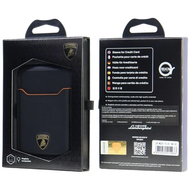 Magnetyczny portfel Lamborghini D1 Genuine Leather do telefonu Black/Orange with MagSafe (6955250214933) - obraz 6