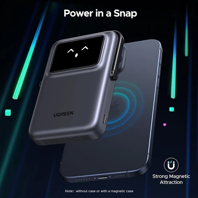 Портативное зарядное устройство Ugreen UNO PB572 10000mAh 20W Qi Grey with MagSafe (45694187624327327) - изображение 4