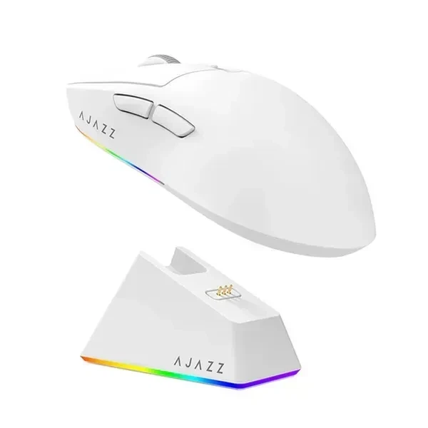 Ігрова безповідна мишка Ajazz AJ139 V2 MC White + Док-станція, сеснсор PAW3311, (2,4\Bluetooth\USB), 12000 DPI 1000 Ггц опитування - Фото 3 Ігрова безповідна мишка Ajazz AJ139 V2 MC White + Док-станція, сеснсор PAW3311, (2,4\Bluetooth\USB), 12000 DPI 1000 Ггц опитування - зображення 3