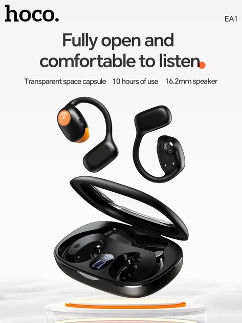 Бездротові навушники Bluetooth HOCO EA1 TWS, до 10 годин роботи Black - зображення 6