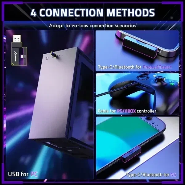 Беспроводные игровые наушники Attack Shark L80 Pro Black Геймерская гарнитура с микрофоном и 2.4 ГГц / Bluetooth - Фото 7 Беспроводные игровые наушники Attack Shark L80 Pro Black Геймерская гарнитура с микрофоном и 2.4 ГГц / Bluetooth - изображение 7