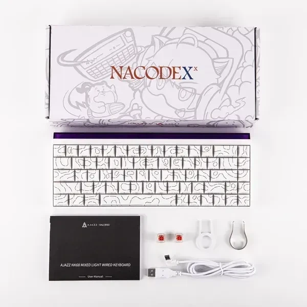 Механическая клавиатура Ajazz NK68 White Contours с Red Switch, RGB подсветкой, HOT-SWAP, 65% - изображение 2