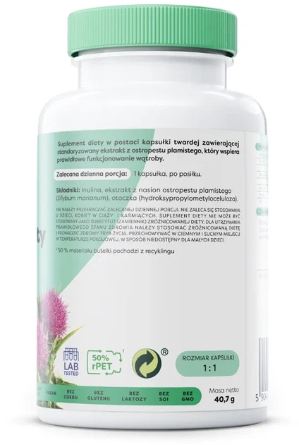 Харчова добавка Osavi Розторопша + Силімарин 100 мг 120 капсул (5904139921968) - зображення 2