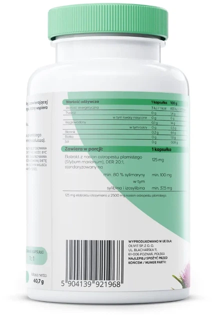 Харчова добавка Osavi Розторопша + Силімарин 100 мг 120 капсул (5904139921968) - зображення 3