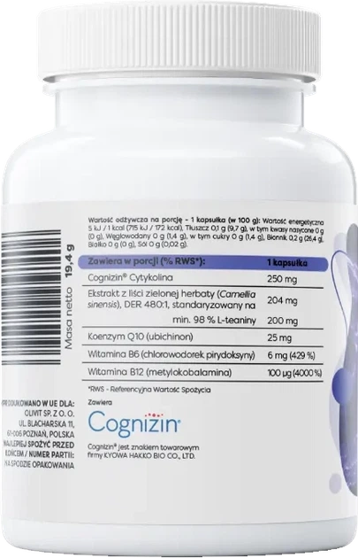 Suplement diety Osavi Neuropower z cytykoliną 250 mg 30 kapsułek (5904139925096) - obraz 4