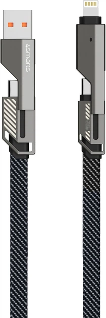 Kabel 4smarts USB-C Cable ComboCord Flat 240W, 1.5 m and Keyring Cable Graphite (4252011911363) - obraz 3