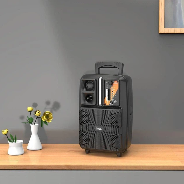 Портативна бездротова Bluetooth акустична система HOCO Dancer Outdoor Wireless Speaker BS37 колонка валізу з мікрофоном Black (BS37) - изображение 6
