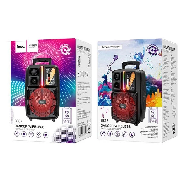 Портативна бездротова Bluetooth акустична система HOCO Dancer Outdoor Wireless Speaker BS37 колонка валізу з мікрофоном Black (BS37) - изображение 8