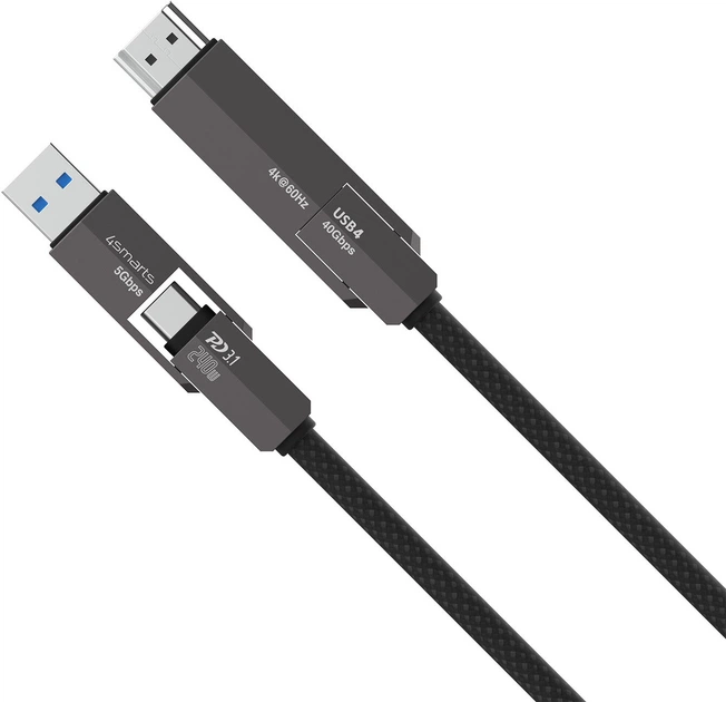 Кабель 4smarts USB4 HDMI Cable ComboCord 240W 1.5 m Black (4252011911769) - Фото 4 Кабель 4smarts USB4 HDMI Cable ComboCord 240W 1.5 m Black (4252011911769) - зображення 4