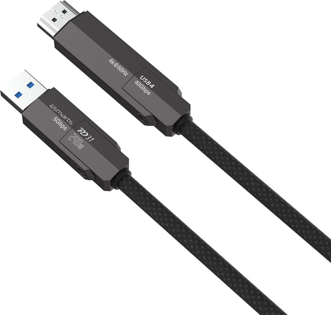 Кабель 4smarts USB4 HDMI Cable ComboCord 240W 1.5 m Black (4252011911769) - Фото 6 Кабель 4smarts USB4 HDMI Cable ComboCord 240W 1.5 m Black (4252011911769) - зображення 6