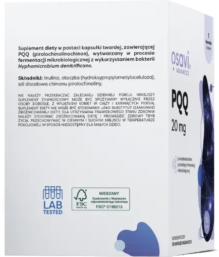 Suplement diety Osavi PQQ 20 mg 30 kapsułek wegańskich (5904139925447) - obraz 3