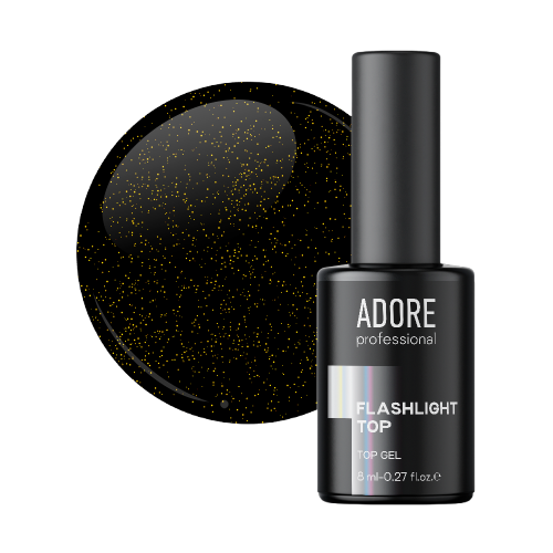 Закрепитель для гель-лака ADORE Flashlight Top №02 Gold 8 мл - Фото 1 Закрепитель для гель-лака ADORE Flashlight Top №02 Gold 8 мл - изображение 1