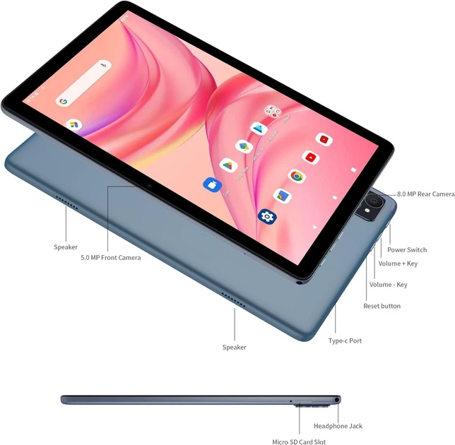 Планшет 10.1" PRITOM L10 4+4/128Gb 8 ядер Android 14 8000 mAh Сірий Б/В - Фото 4 Планшет 10.1" PRITOM L10 4+4/128Gb 8 ядер Android 14 8000 mAh Сірий Б/В - зображення 4