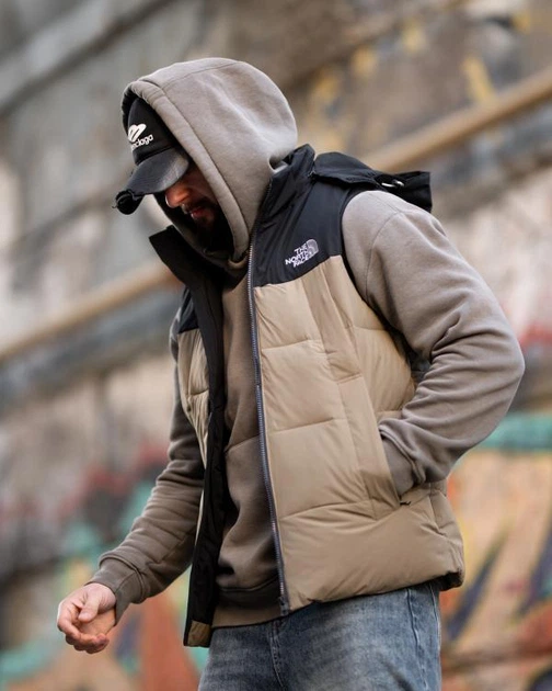 Стильна чоловіча демісезонна жилетка The North Face 2XL чорно-бежева (95328) - зображення 2