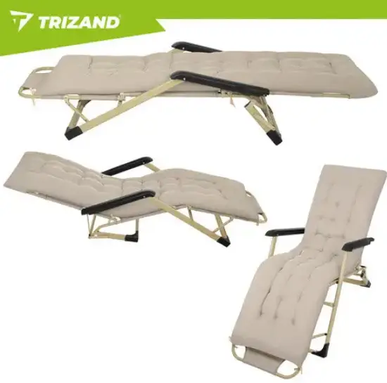 Складной садовый шезлонг TRIZAND 27553 с подушкой – стальной каркас, ткань Oxford 600D, для пляжа, дачи и отдыха - изображение 2